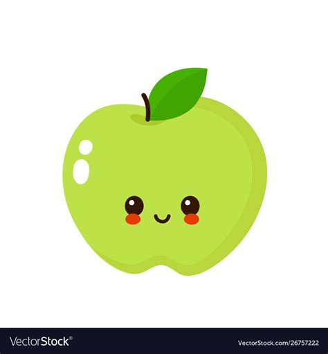 Happy cute smiling apple Royalty Free Vector Image