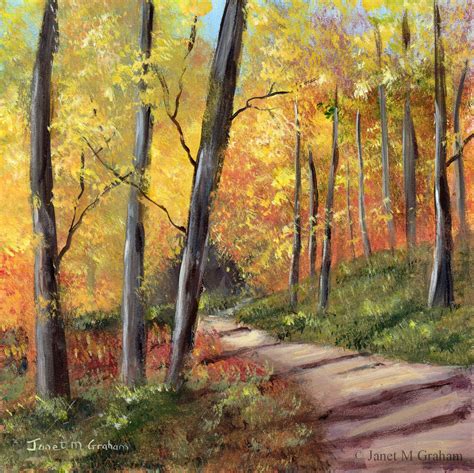 Autumn Path Woods Forest Trees Fall SFA Original hand painted