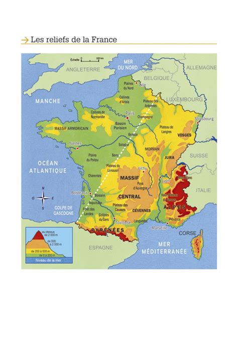 Carte des reliefs de la France