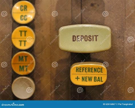 Deposit Button on Old Automated Banking Machine. Stock Image - Image of ...