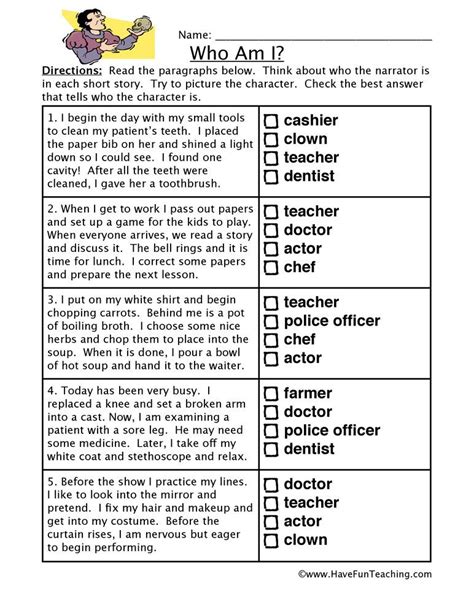 Inference Questions Worksheets