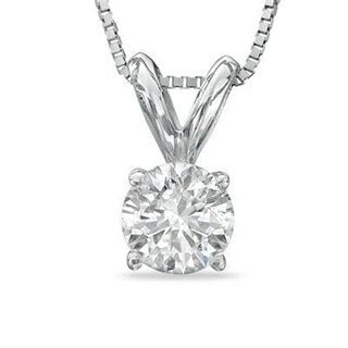 1/2 CT. Diamond Solitaire Pendant in 14K White Gold | Zales