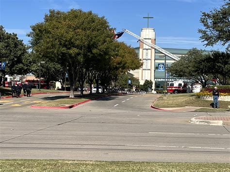 Police from across Texas are arriving at Prestonwood Baptist Church for the funeral of ...