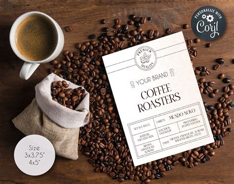 Printable Coffee Bag Label Template, Editable Coffee Bag Label Template ...