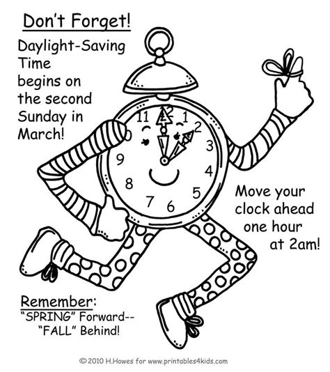 Daylight Savings Time Coloring Pages Coloring Pages