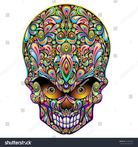 Skull Psychedelic Art Design: ภาพประกอบสต็อก 122928487 | Shutterstock