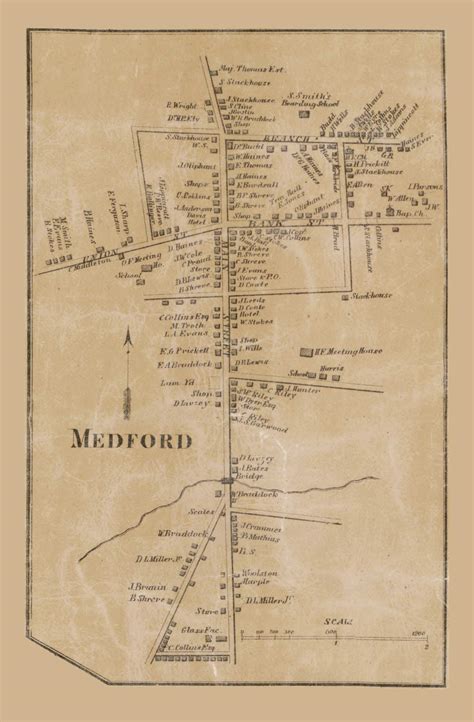 Medford Village - Medford , New Jersey 1859 Old Town Map Custom Print - Burlington Co. - OLD MAPS