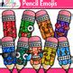 Pencil Emoji Clipart: 52 Emoticon Faces Clip Art Black & White Transparent PNG