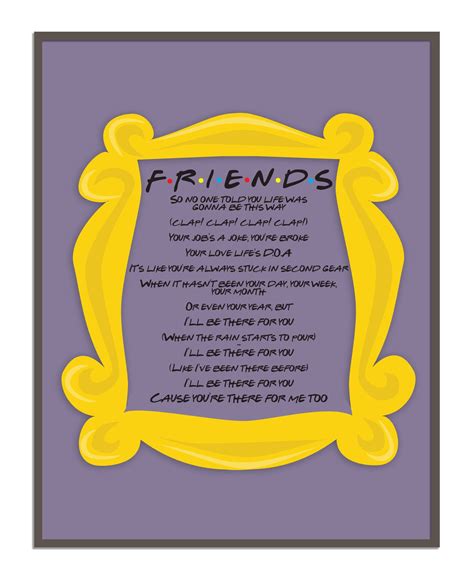 Friends Theme I'll Be There FOR YOU lyrics printable | Etsy