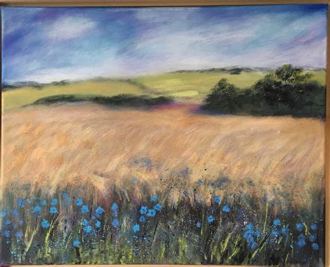 Among the fields of barley Original Acrylic painting on | Etsy