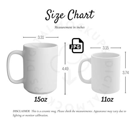 Mug Size Chart-cup Size Chart-mug Mockup-11oz-15oz-mug Size, 60% OFF