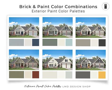 Brick Exterior Paint Color Palettes Exterior Paint Colors - Etsy in 2023 | Exterior paint ...