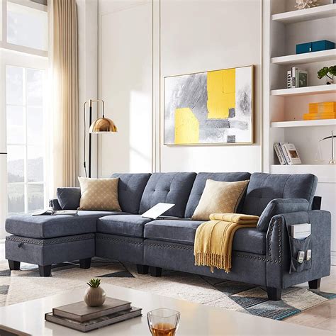 HONBAY Reversible L-Shaped Sectional Sofa Couch for Living Room