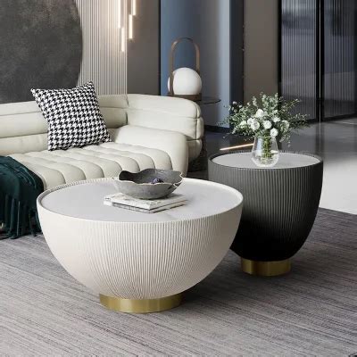 Luxury Coffee Tables Round Living Room Tables Black Marble Glass Modern ...