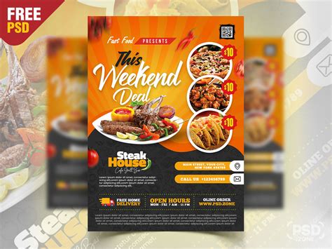 Food Menu and Restaurant Flyer PSD Template - PSD Zone