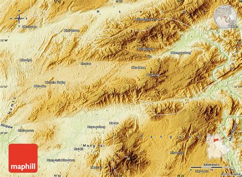 Physical Map of Lashio