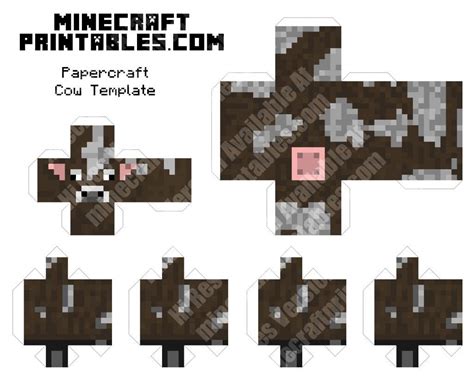 Minecraft Cow - 3D Printable Minecraft Cow Papercraft Template | Paper crafts, Minecraft ...