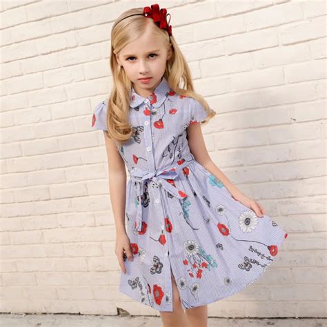 little girls dresses cotton baby girl shirt dress print summer 2018 ...