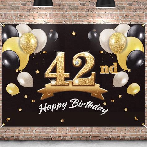 Happy 42nd Birthday Banner Backdrop - Men's Party Decorations - Black Gold Design in Nepal at ...