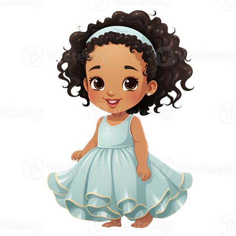 Cute Black Baby Girl Clipart Illustration AI Generative 27238148 PNG