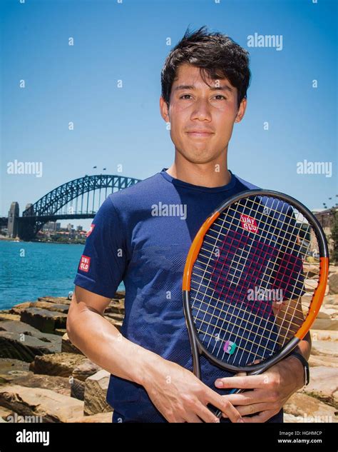 Sydney, Australia. 09th Jan, 2017. World No.5 Kei Nishikori (JPN) pictured infront of Sydney ...