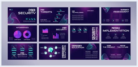 Cybersecurity presentation templates set. Cybercrime prevention ...