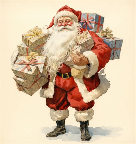 Vintage Santa Claus With Gifts Free Stock Photo - Public Domain Pictures