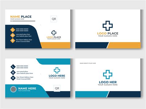 Modern medical healthcare doctor business card template design Pro Vector. Blue and White modern ...