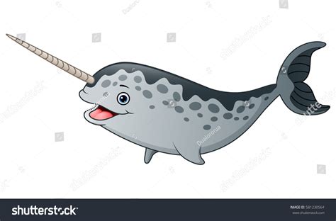 Vector Illustration Cute Cartoon Narwhal Stock Vector (Royalty Free) 581230564 | Shutterstock