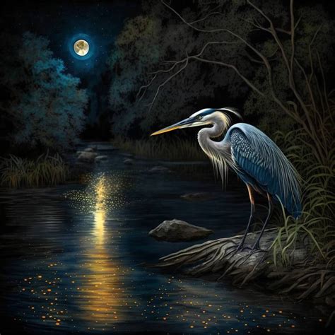 Heron fishing by TheNocturnalSpirit on DeviantArt