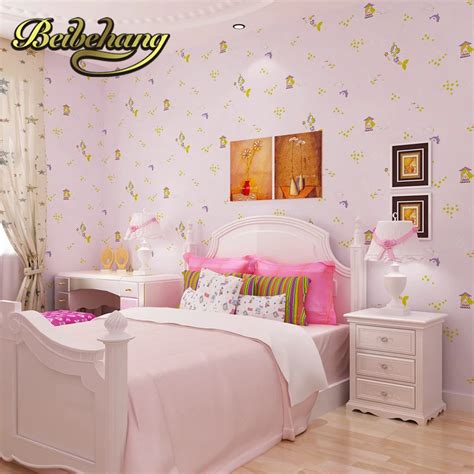 beibehang wall paper. Pune girl room cartoon children's room bedroom ...