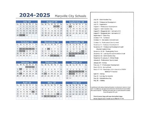 Maryville City Schools Calendar 2024-2025 | Holiday Breaks