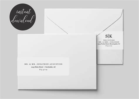 Printable Address Template for Envelope Wraparound Labels - Avery 22838 - Minimalist Modern Wrap ...