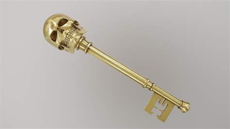 Golden Skull Key PBR 3D model VR / AR ready | CGTrader