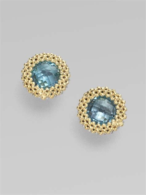 Lagos Blue Topaz 18k Gold Stud Earrings in Blue (gold) | Lyst