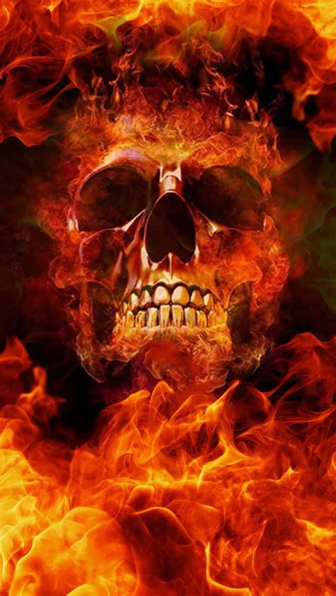 Download Android Fire Blazing Skull Wallpaper | Wallpapers.com