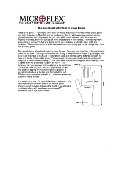 Microflex Glove Size Chart printable pdf download