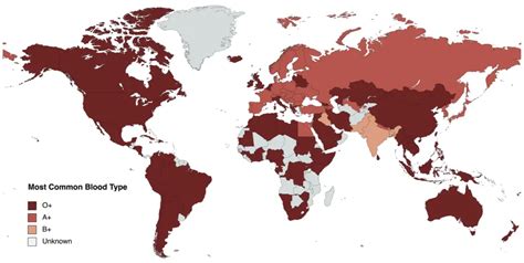 Distribution of blood type in the world - Vivid Maps