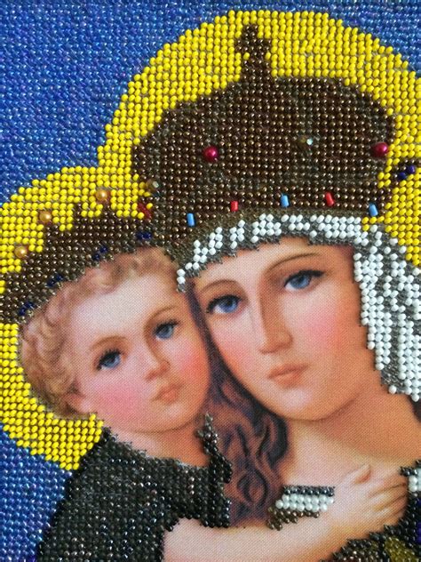 Holy Icon, Catholic Mom, Framed Embroidered With Beads - Etsy