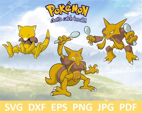 Pokémon TRIO Evolution Abra Kadabra Alakazam .svg .dxf .eps | Etsy