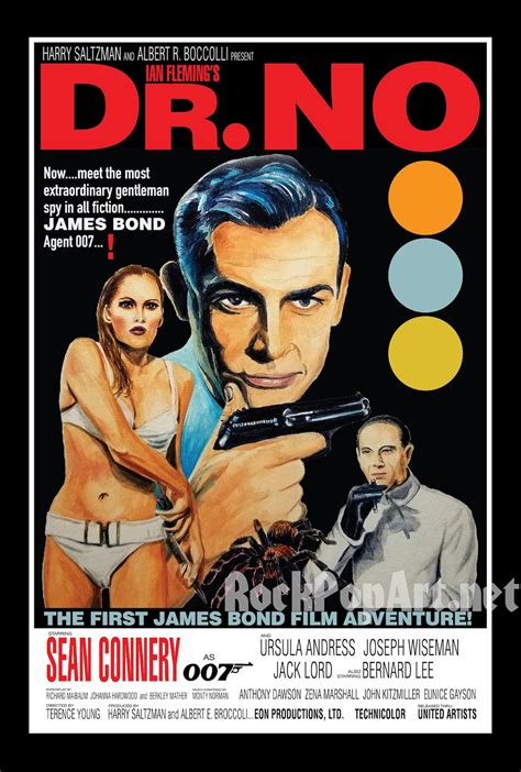 James Bond DR. NO Movie Poster Re-imagines the Original Poster Retro-vintage Style Piece 007 ...