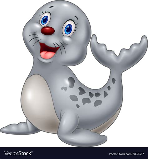 Cute baby seal cartoon Royalty Free Vector Image