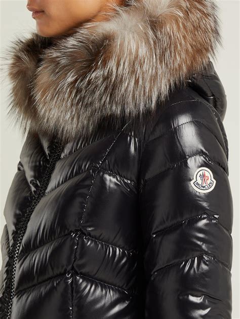 Moncler Fulmar Chevron Fur Trim Hooded Coat in Black - Lyst