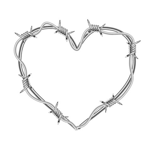 Premium Vector | Realistic glossy barbed wire in heart shape on white