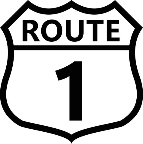 US route 1 sign. shield sign with route number and text symbol. United ...