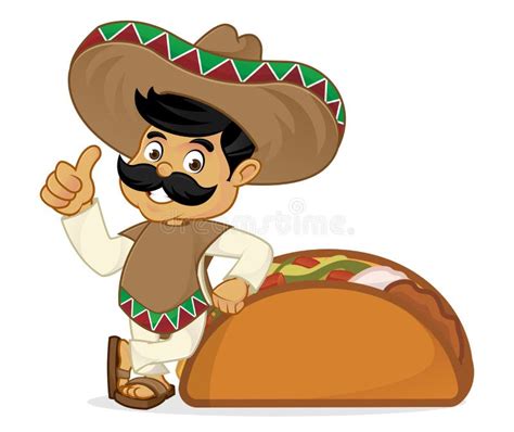 Mexican Man Cartoon Holding Fork and Knife Stock Vector - Illustration ...