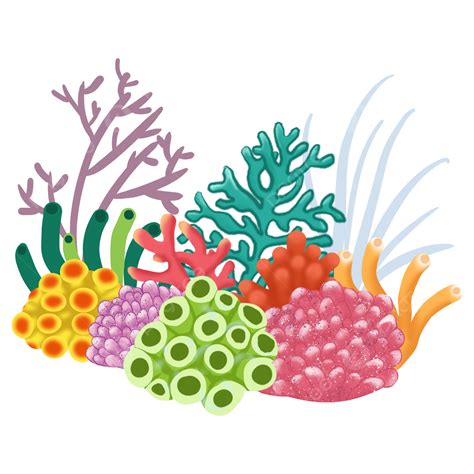 Coral Reefs PNG Picture, Coral Reef Color Plant Illustration, Coral Reef, Color, Seaweed PNG ...