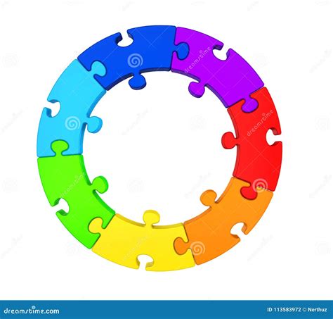 Seven Puzzle Pieces Circle Isolated Stock Illustration - Illustration of creative, isolated ...