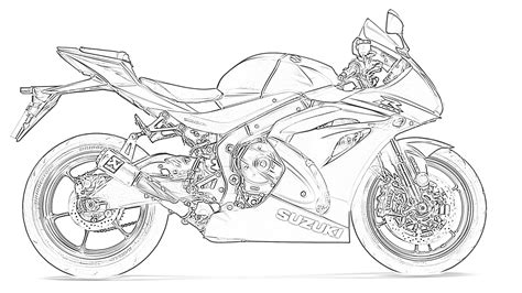 Adult Motorcycle Vector Illustration Coloring Page Line Black Contour ...