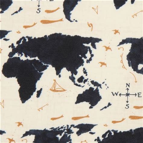 World Map Cotton Fabric - Draw A Topographic Map